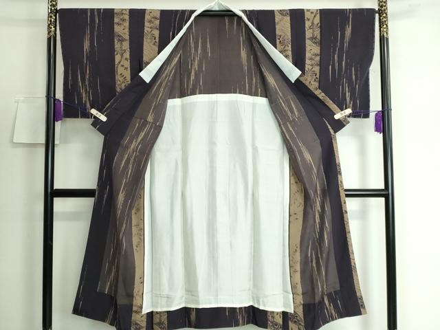 平和屋本店□上質な長襦袢 袷 草木間道 黒紅色地 逸品 未