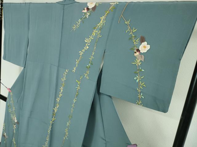 平和屋本店□極上 本加賀友禅作家 茶谷孝志 訪問着 枝椿 枝垂れ