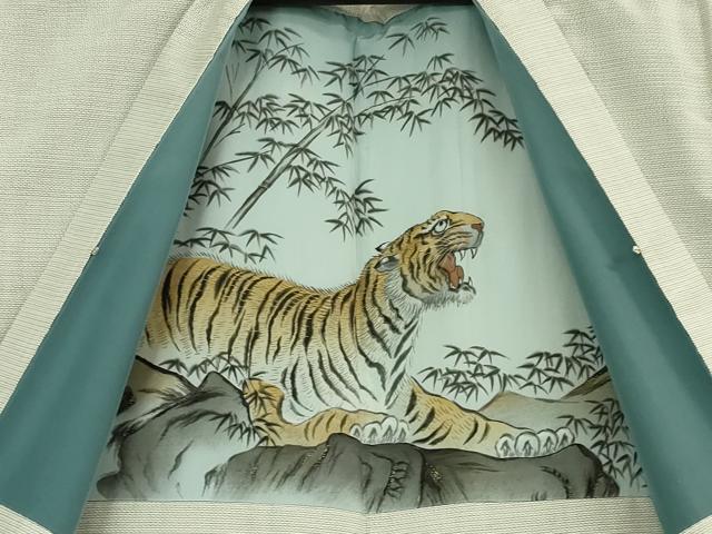 平和屋本店■極上　男性　本場大島紬　白大島　アンサンブル　長羽織　100亀甲　総詰め　羽裏・虎　逸品　DZAA5560kh5_9