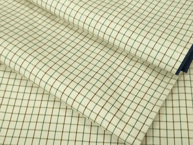 平和屋本店■極上　お召　格子　象牙色地　逸品　未使用　DZAA5562kh5