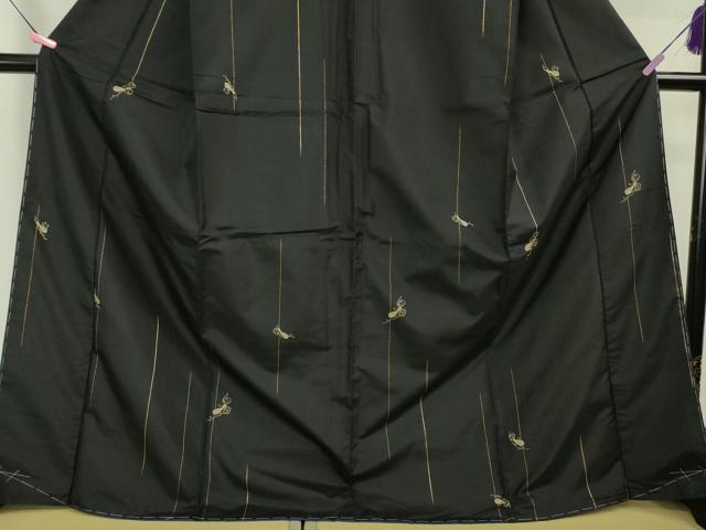 平和屋本店□極上 紬 総刺繍 刺し子 瓢箪 黒地 逸品 未使用 DZAA5563kh5