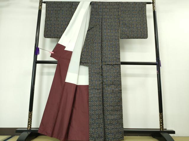 平和屋本店□希少 本場大島紬 龍郷絣 秋名バラ 逸品 DZAA5589kh5