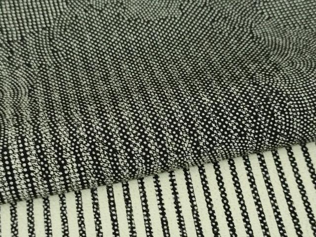 平和屋本店□極上 江戸小紋 訪問着 雪輪 縞 暈し染め 黒地 逸品