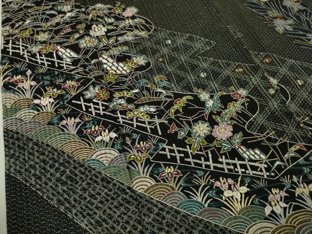 スワトウ刺繍 汕頭刺繍 総刺繍 訪問着 花唐草文様 金糸 さが美 逸品