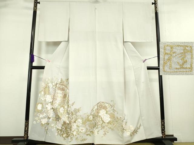 平和屋本店■極上　ブライダルファッションデザイナー・桂由美　色留袖　刺繍　吉祥花文　白梅鼠色地　金銀彩　逸品　未使用　DZAA5615kh5