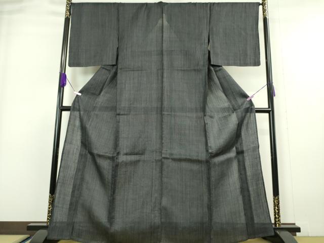 平和屋本店■極上　夏物　重要無形文化財　本場宮古上布　苧麻　縞　濃紺地　逸品　未使用　DZAA5618kh5