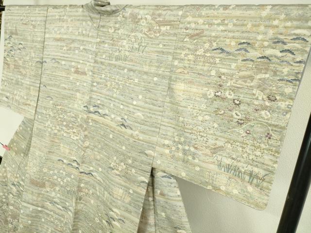 平和屋本店□極上 ぜんまい紬 訪問着 風景花文 逸品 未使用 DZAA5638kh5