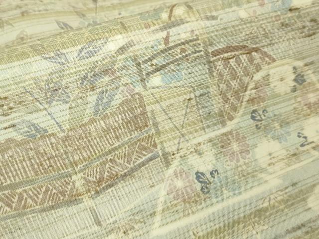 平和屋本店□極上 ぜんまい紬 訪問着 風景花文 逸品 未使用 DZAA5638kh5