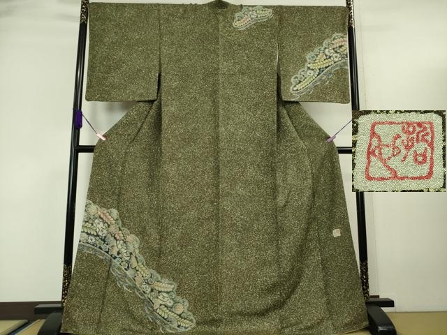 平和屋本店■極上　樋熊哲也　訪問着　辻が花　絞り　手描き　訪問着　金通し地　逸品　DZAA5649kh5