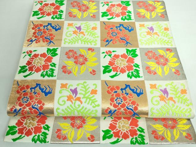 平和屋本店■極上　龍村美術織物　たつむら　太鼓柄　本袋帯　花奔文　金銀糸　逸品　DZAA5650kh5