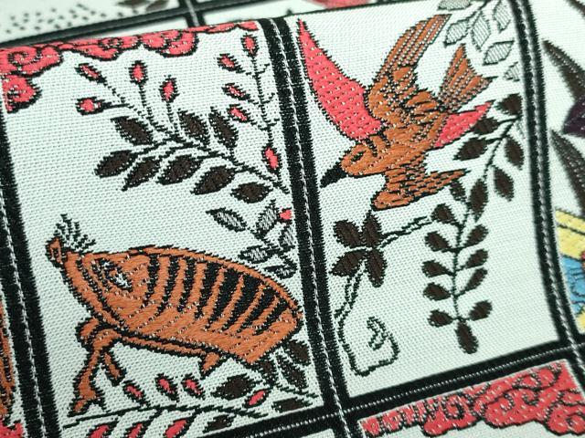 ★着物10★ 1円 逸品!! 絹 袋帯 【モール織】縞 全通柄 九寸帯 長さ452cm [同梱可] ☆☆☆☆☆