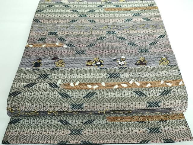 平和屋本店■極上　西陣　織の弘彩謹製　両面　六通柄袋帯　モール　テディベア　金糸　やまと誂製　証紙付き　逸品　DZAA5706kh5