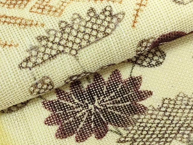 平和屋本店■極上　夏物　摺型友禅　京都　多ち花　九寸開き名古屋帯　紗綾形花文　逸品　DZAA5714kh5