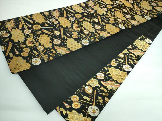 平和屋本店□極上 西陣 河合美術織物謹製 六通柄袋帯 唐織 楽器