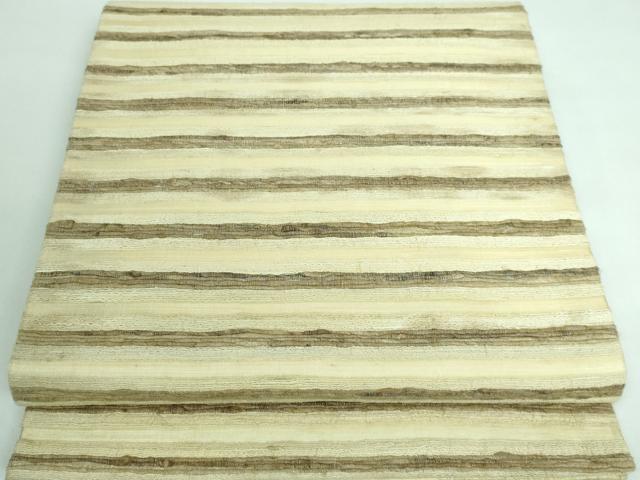 平和屋本店■極上　インド・アッサム　野蚕糸　手織　ムガシルク　全通柄袋帯　横段文　逸品　DZAA5732kh5