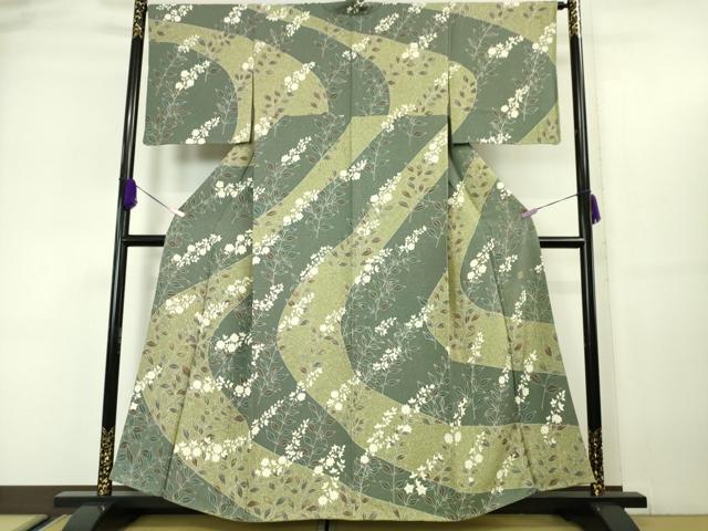 平和屋本店■極上　手描き友禅作家　寺澤森秋　訪問着　枝花文　たたき染め　逸品　DZAA5738kh5