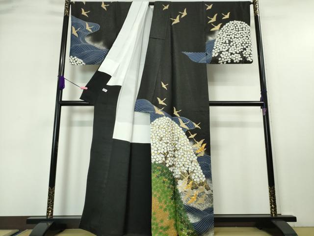 平和屋着物▽訪問着 駒刺繍 飛鶴文 金銀彩 正絹 逸品 DAAV4726ud