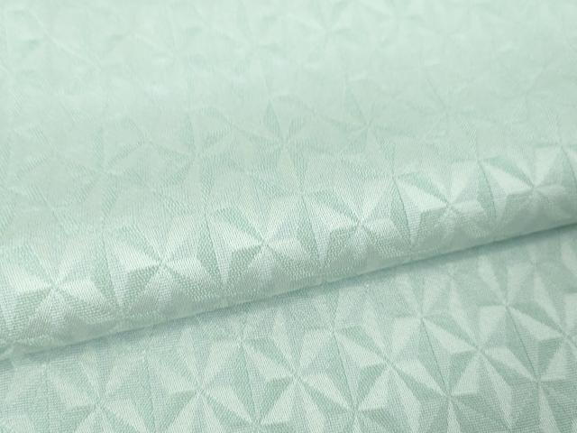 平和屋本店□極上 博多織 お召 単衣 切子柄 白藍色地 逸品