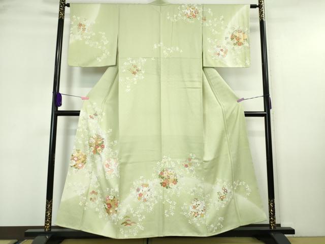 【名門の証　久保耕のお振袖】金駒刺繍、金彩加工、永遠の憧れ オーダー仮絵羽 新品 平和屋□極上 訪問着 京友禅 染匠 久保耕 駒刺繍 宝尽くし霞