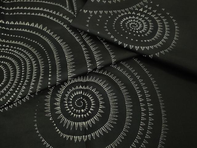 平和屋本店■極上　本場染大島紬　訪問着　刺し子　刺繍　渦　黒地　逸品　未使用　DZAA5763kh5