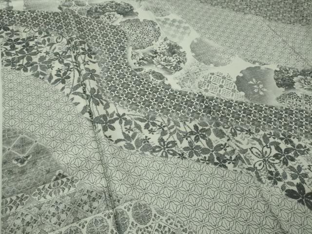 平和屋本店□極上 訪問着 本場染大島紬 刺繍 雪輪重ね文 銀糸 やまと