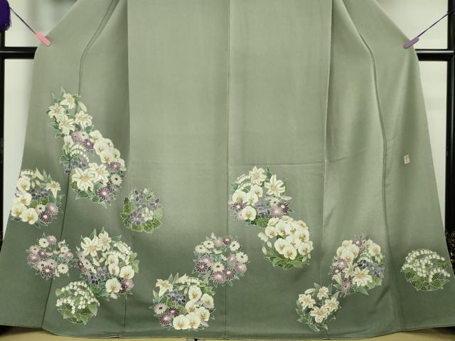 平和屋本店□極上 訪問着 友禅 作家物 花丸文 暈し染め 金彩