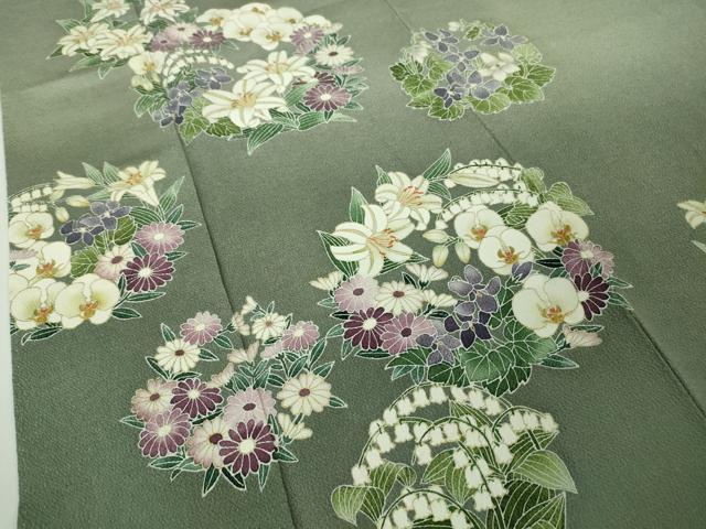 平和屋本店■極上　訪問着　友禅　作家物　花丸文　暈し染め　金彩　鬼しぼ縮緬　逸品　DZAA5773kh5 平和屋本店□極上 訪問着 友禅 作家物 花丸文 暈し染め 金彩