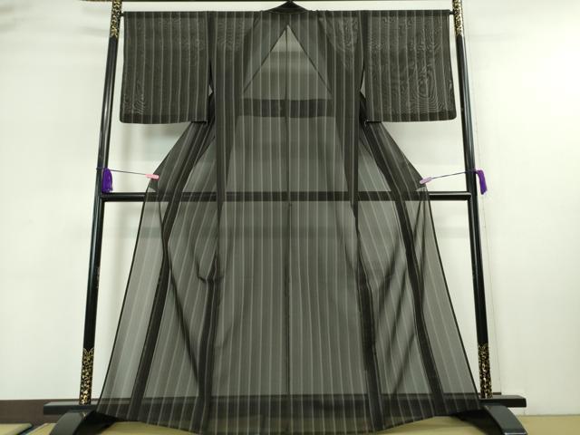 平和屋本店■希少　夏物　本場黄八丈　黒八丈　夏黄八　紗紬　間道　逸品　未使用　DZAA5781kh5