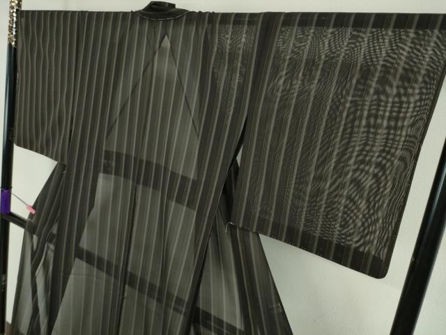 平和屋本店□希少 夏物 本場黄八丈 黒八丈 夏黄八 紗紬 間道 逸品 未