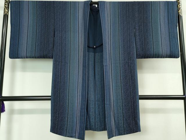 平和屋本店■極上　長羽織　縞　暈し染め　羽織紐付き　逸品　DZAA5787kh5