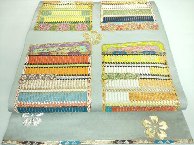 平和屋本店■最高級　龍村平蔵製　本袋帯　威毛錦　希少色　白鼠色地　金銀糸　逸品　DZAA5826kh5