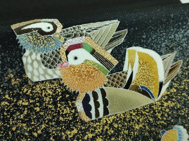 平和屋本店□極上 人間国宝・羽田登喜男 九寸開き名古屋帯 鴛鴦 宝尽くし