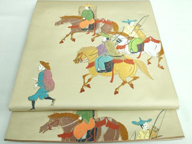 平和屋本店■極上　龍村美術織物　たつむら　太鼓柄　本袋帯　童女業華錦　金銀糸　逸品　DZAA5853kh5