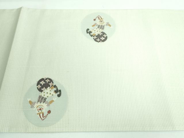 平和屋本店■極上　太鼓柄袋帯　スリーシーズン帯　ピエロ　金糸　逸品　DZAA5870kh5_5