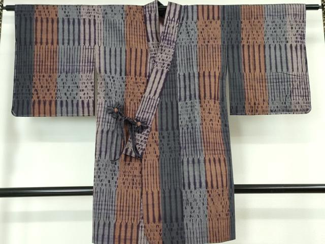 平和屋本店■極上　道中着　ロング丈　紬地　杢目絞り　逸品　未使用　DZAA5918kh5