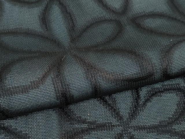 平和屋本店□極上 道中着 ロング丈 紗袷 花繋ぎ 黒地 逸品 DZAA5919kh5