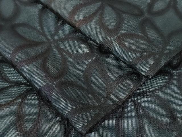 平和屋本店□極上 道中着 ロング丈 紗袷 花繋ぎ 黒地 逸品 DZAA5919kh5