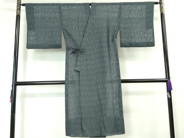 平和屋本店■極上　道中着　スリーシーズン　春夏秋　塵除け　ロング丈　菱紋紗　青褐色地　逸品　DZAA5921kh5