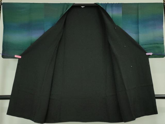 平和屋本店□極上 道行コート ロング丈 リバーシブル 縞 暈し染め 逸品 未