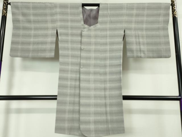 平和屋本店□極上 道行コート ロング丈 伝統工芸品 格子紬 単衣