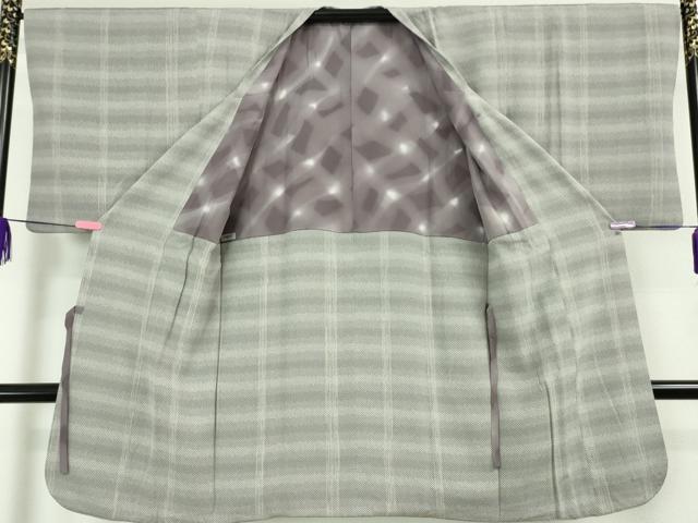 平和屋本店□極上 道行コート ロング丈 伝統工芸品 格子紬 単衣