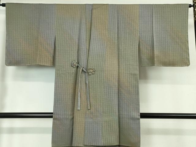 平和屋本店■極上　道中着　ロング丈　お召地　格子地紋　暈し染め　逸品　未使用　DZAA5934kh5