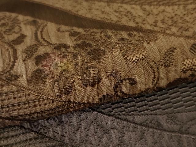 平和屋本店□極上 道行コート ロング丈 お召地 作家物 花唐草地紋