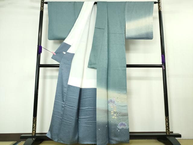 ☆ 訪問着 染大島 辻が花模様 しつけ糸 消炭色 K-5151 訪問着 染大島 辻が花模様 しつけ糸 消炭色 K-5151