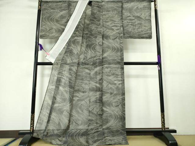 平和屋着物○上質な紬 枝葉文 正絹 逸品 未使用 AAAW5347br