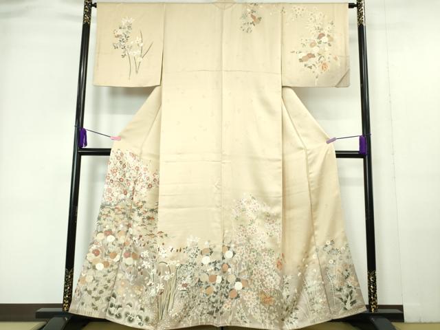平和屋本店■極上　訪問着　友禅　駒刺繍　吉祥花文　香色地　暈し染め　金彩　三越扱い　逸品　DZAA5991kh5