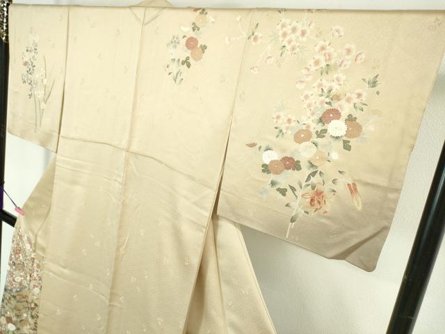 平和屋着物○塩瀬 九寸名古屋帯 刺繍 花繋ぎ 金彩 三越扱い 正絹