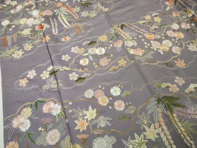 平和屋本店■極上　中国三大刺繍　蘇州刺繍　総刺繍　訪問着　雲取り吉祥花文　逸品　DZAA5997kh5 平和屋本店□極上 中国三大刺繍 蘇州刺繍 総刺繍 訪問着 雲