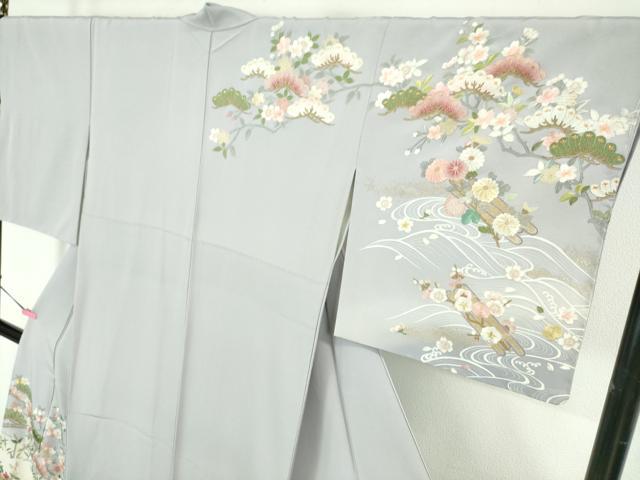 平和屋本店□極上 訪問着 麗光刺繍 総刺繍 花筏 松 梅 楓 藤色地 暈し