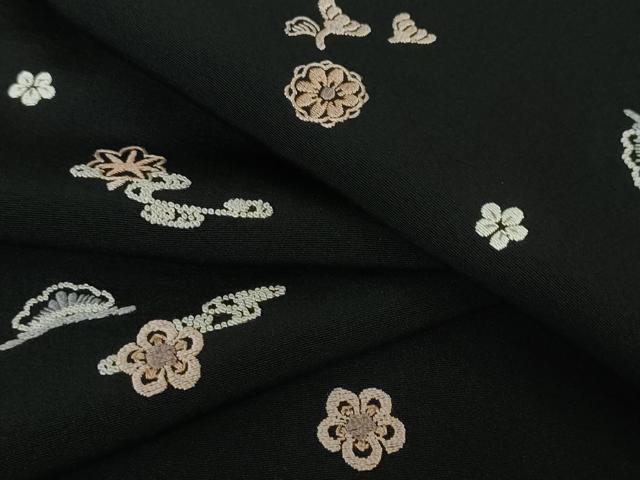 平和屋本店■極上　中国三大刺繍　総相良刺繍　総刺繍　小紋　松竹梅　黒地　逸品　DZAA6029kh5